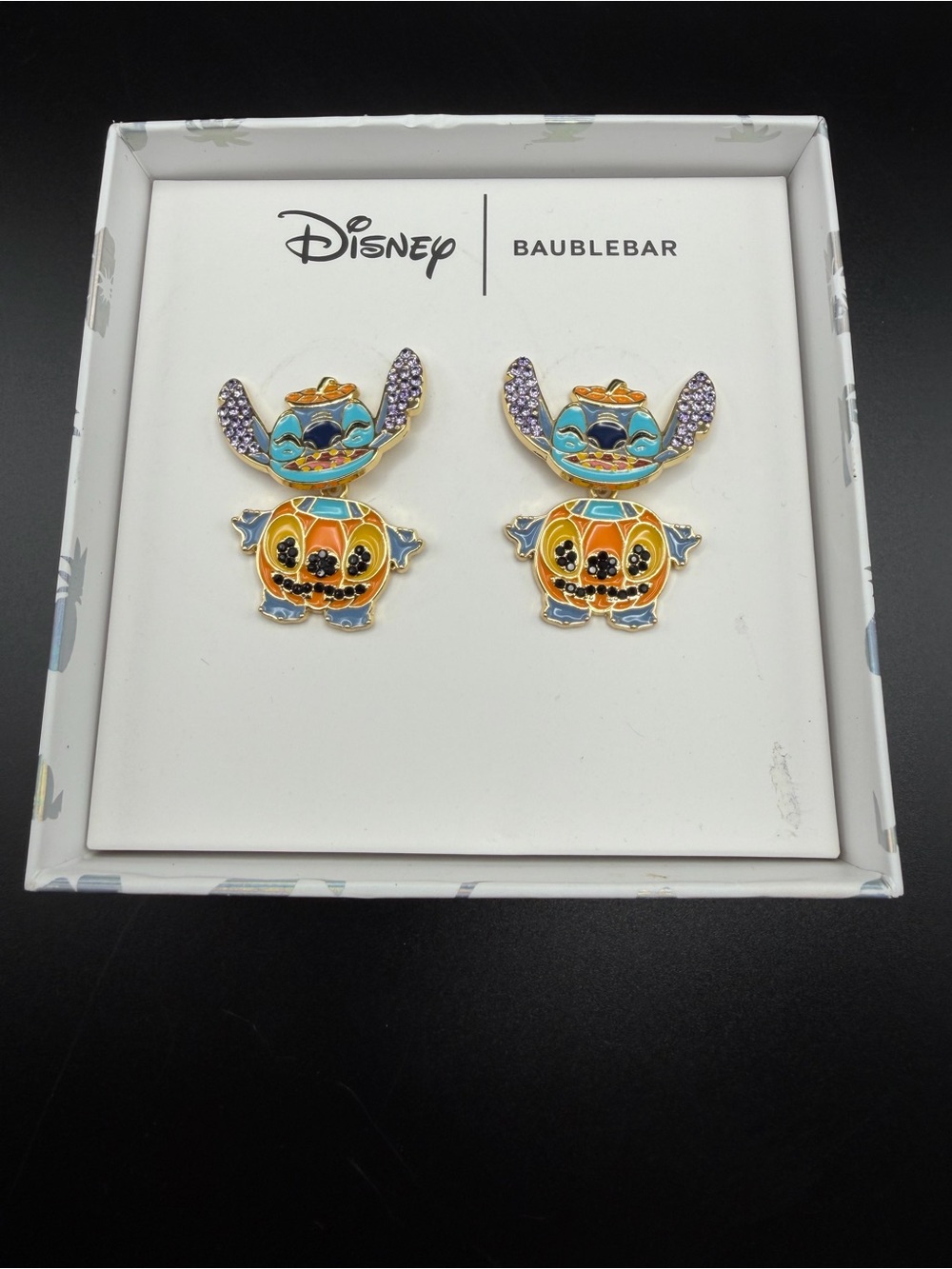 BaubleBar Blue & Orange Stitch Pumpkin Stud Earrings with Purple Accents